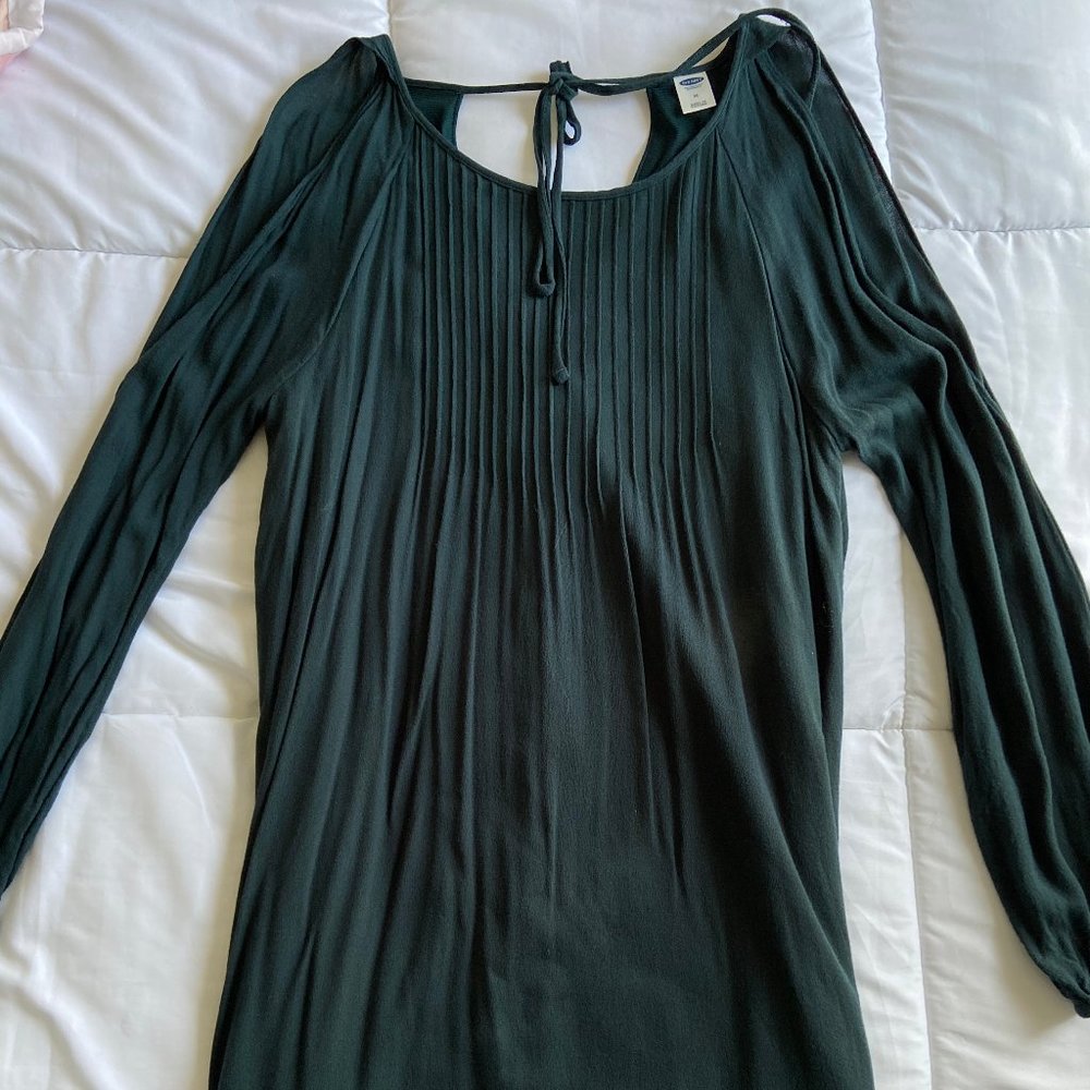Dark Green Dress with Sleeve Cutouts